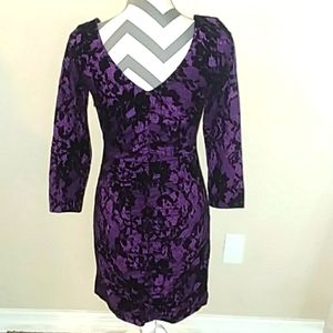 SOLD Betsey Johnson Velvet Black Purple Lace Print Dress